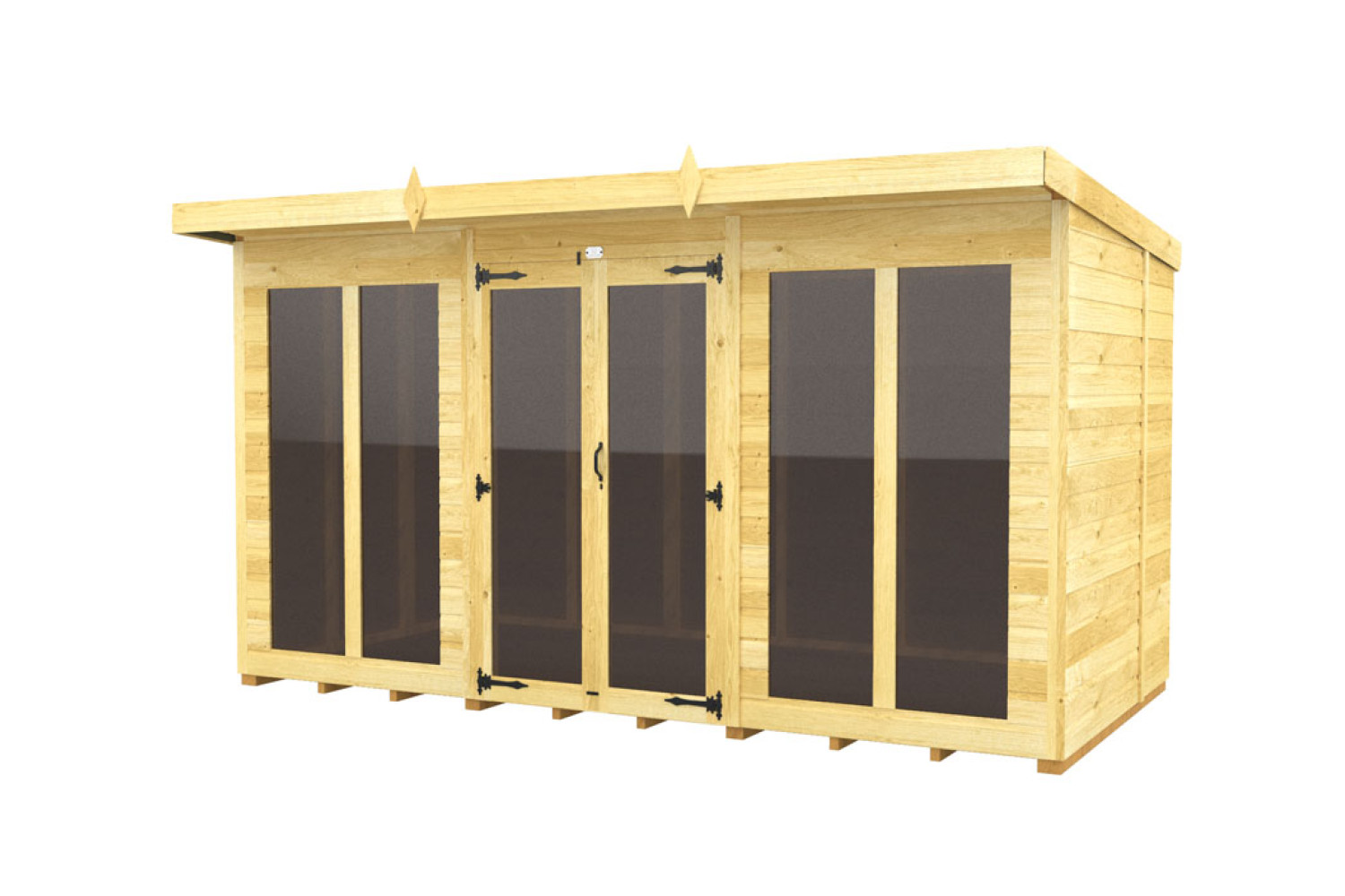 12ft x 8ft Pent Summer House (Full Height Window)