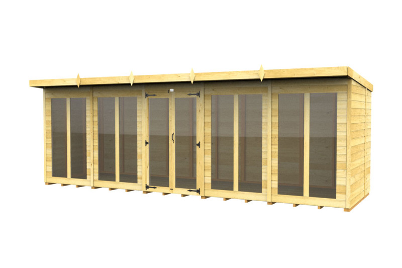 20ft x 8ft Pent Summer House (Full Height Window)