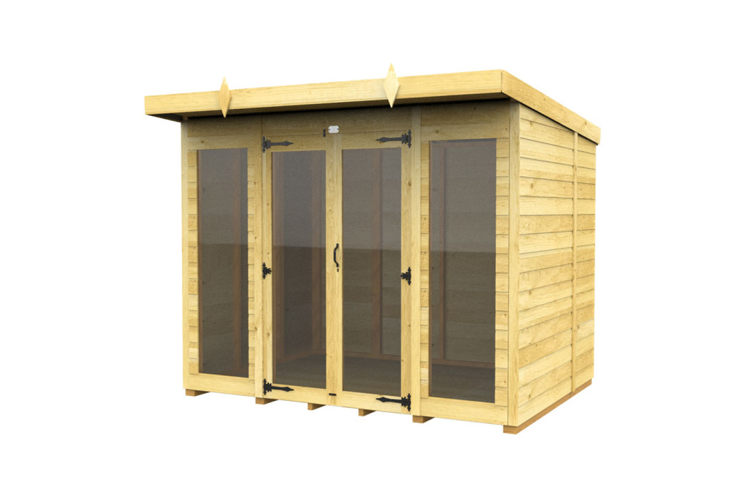 8ft x 8ft Pent Summer House (Full Height Window)